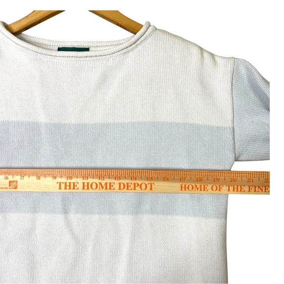 Lauren Ralph Lauren Sweater Women M blue White Striped Cable Knit Classic Preppy - Picture 9 of 11